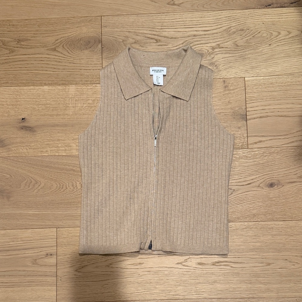 Song of Style Tan Ribbed Sleeveless Top